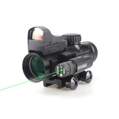 155mm comprimento prismático escopo de caça 4x32 com laser vermelho e Mini Red Dot