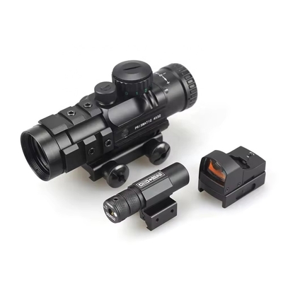 155mm comprimento prismático escopo de caça 4x32 com laser vermelho e Mini Red Dot