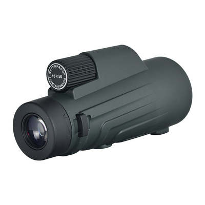 Monocular verde impermeável 10X50 para caça e observação esportiva de atividades ao ar livre