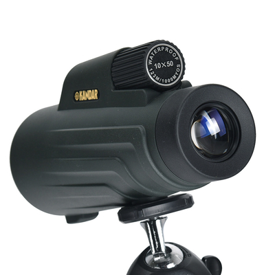 Monocular verde impermeável 10X50 para caça e observação esportiva de atividades ao ar livre