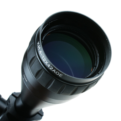 KH 4-12x42 AOE Scope com pupila de saída de 3,5-10,5 mm e visores de iluminação M-Dot RGB