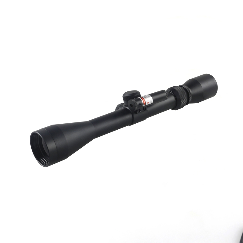 310mm comprimento óptico alcance de caça 3-9x40 com laser vermelho pequeno e 11mm/22mm largura da base