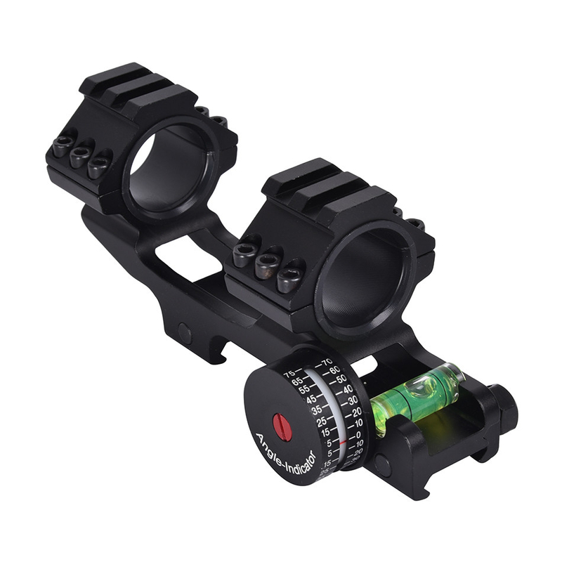 Tactical Dual Scope Mount Ring com nível de bolha 40mm Offset Fits 21mm Picatinny Rail