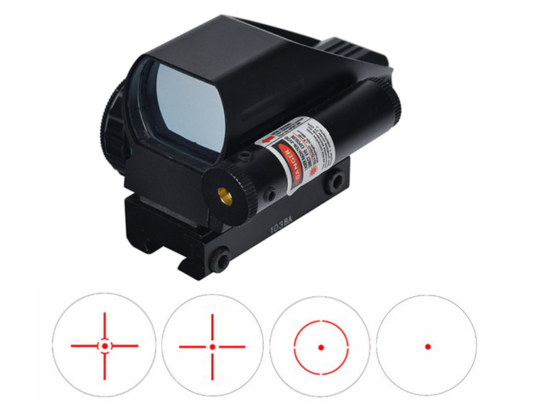 82mm comprimento preto fosco 1X22X33 visão reflexa tática vermelha e verde com laser vermelho