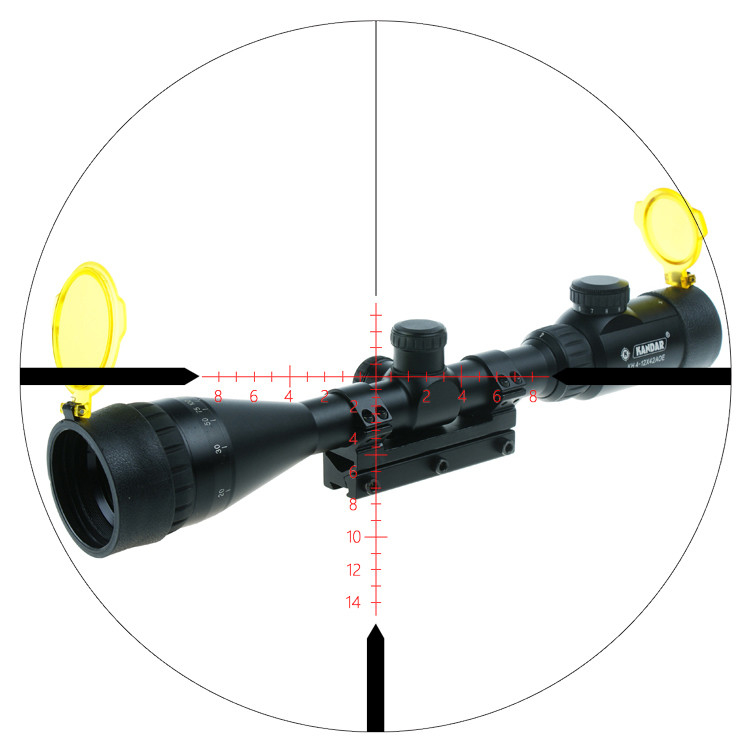 KH 4-12x42 AOE Scope com pupila de saída de 3,5-10,5 mm e visores de iluminação M-Dot RGB