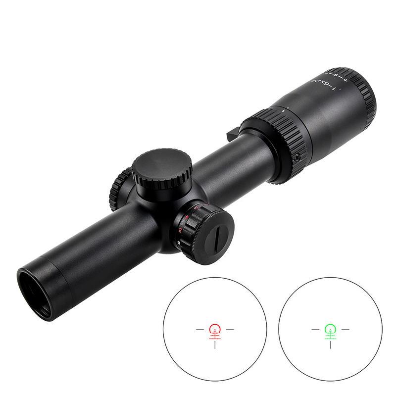 1-6x24 Preto vidro tático retículo gravado Óptica escopo para caça LPVO Visão versátil